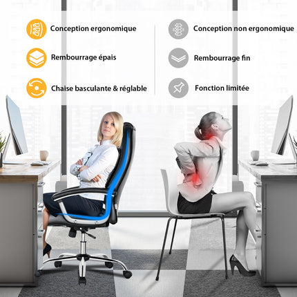 Ergonomic Office Chair – High Back, Padded Arms, Swivel, Black