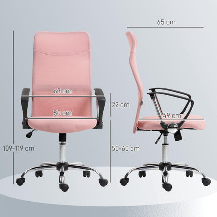Ergonomic Office Chair, High Back, Pink, Mesh Fabric