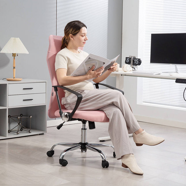 Ergonomic Office Chair, High Back, Pink, Mesh Fabric