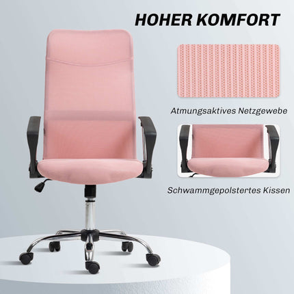 Ergonomic Office Chair, High Back, Pink, Mesh Fabric