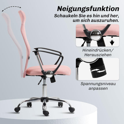 Ergonomic Office Chair, High Back, Pink, Mesh Fabric