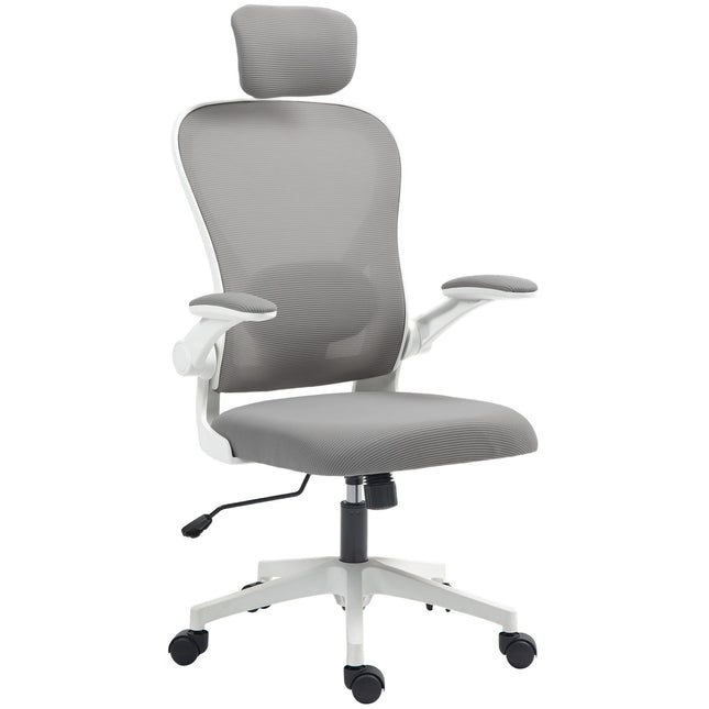 Ergonomic Office Chair, Mesh, Flip-Up Arms, Gray