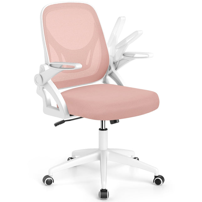 Ergonomic Office Chair, Pink, Folding Arms, Lumbar Support