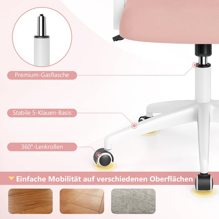 Ergonomic Office Chair, Pink, Folding Arms, Lumbar Support
