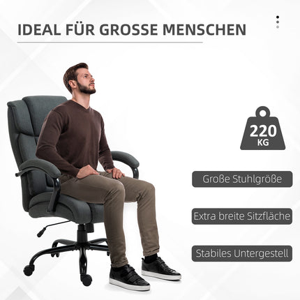 Ergonomic Office Chair, Swivel, Padded Arms, 220kg Capacity, Grey
