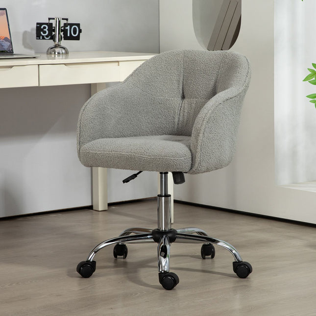 Ergonomic Office Chair, Teddy Fleece, Adjustable Height