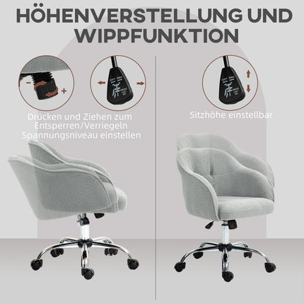 Ergonomic Office Chair, Teddy Fleece, Adjustable Height