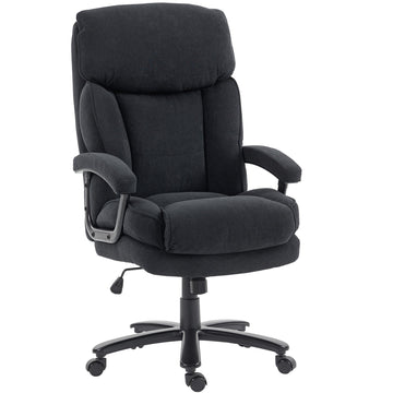 Ergonomic Office Chair, Velvet Look, High Back, Black, 200 kg Capacity