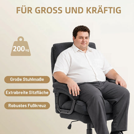 Ergonomic Office Chair, Velvet Look, High Back, Black, 200 kg Capacity