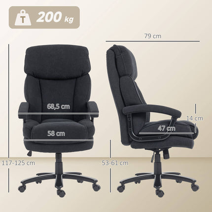 Ergonomic Office Chair, Velvet Look, High Back, Black, 200 kg Capacity
