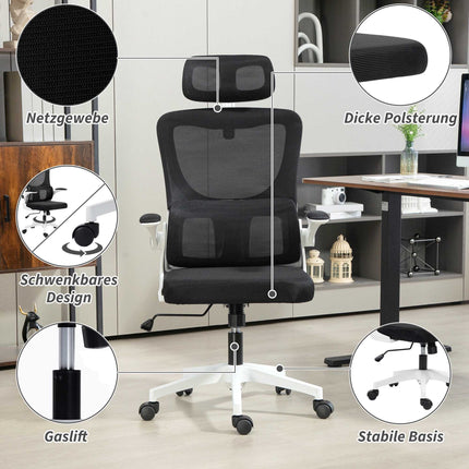 Ergonomic Office Chair with Adjustable Headrest, Black Mesh