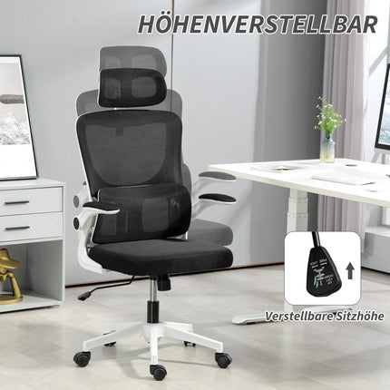 Ergonomic Office Chair with Adjustable Headrest, Black Mesh