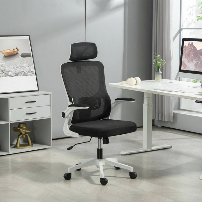 Ergonomic Office Chair with Adjustable Headrest, Black Mesh