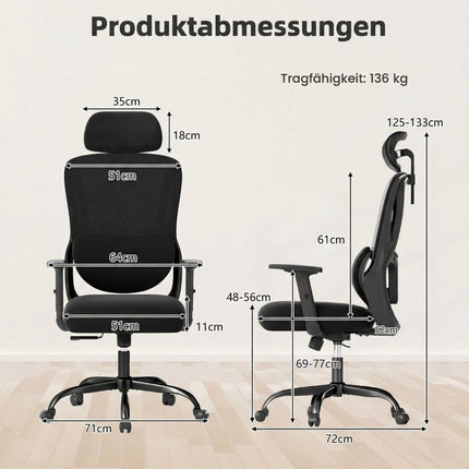 Ergonomic Office Chair with Adjustable Headrest & Lumbar Support