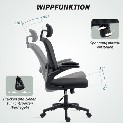 Ergonomic Office Chair with Adjustable Headrest and Lumbar Support