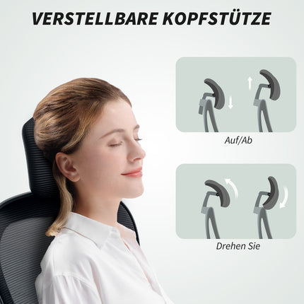 Ergonomic Office Chair with Adjustable Headrest and Lumbar Support