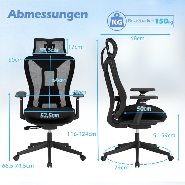 Ergonomic Office Chair with Adjustable Lumbar & Headrest