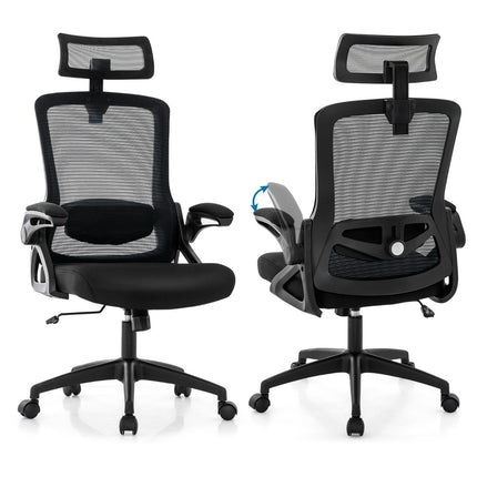 Ergonomic Office Chair with Adjustable Lumbar Support &amp; Headrest computer chair black