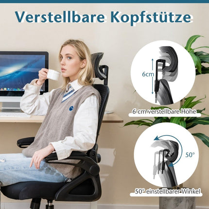 Ergonomic Office Chair with Adjustable Lumbar Support &amp; Headrest computer chair black