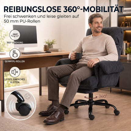 Ergonomic Office Chair with Adjustable Recline, Dark Grey