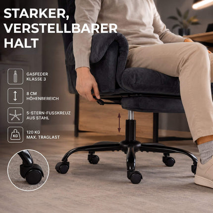 Ergonomic Office Chair with Adjustable Recline, Dark Grey