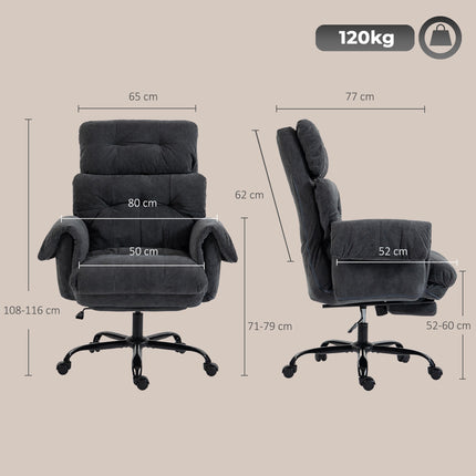 Ergonomic Office Chair with Adjustable Recline, Dark Grey