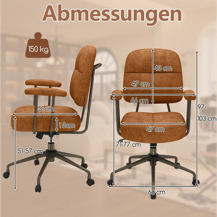 Ergonomic Office Chair with Armrests & Wheels, Adjustable