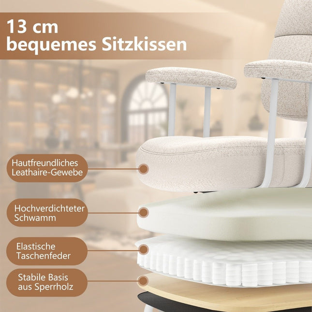 Ergonomic Office Chair with Armrests & Wheels, Beige