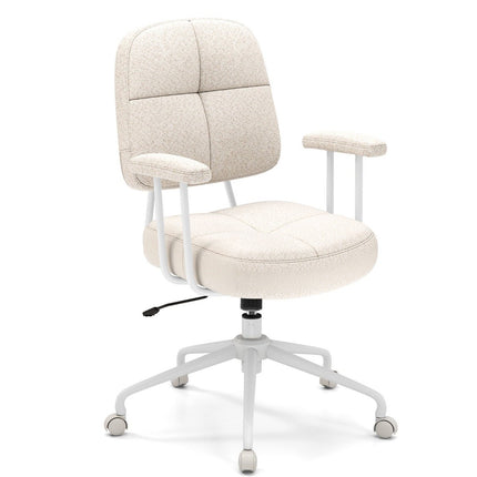 Ergonomic Office Chair with Armrests & Wheels, Beige