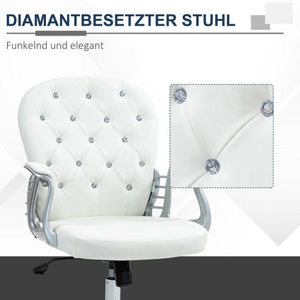 Ergonomic Office Chair with Armrests, White Leather-Look