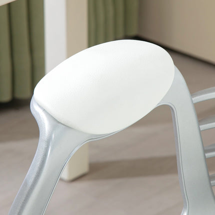 Ergonomic Office Chair with Armrests, White Leather-Look