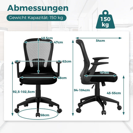 Ergonomic Office Chair with Flip-Up Arms & Lumbar Support