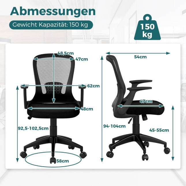 Ergonomic Office Chair with Flip-Up Arms & Lumbar Support