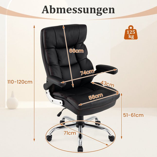 Ergonomic Office Chair with Foldable Armrests & Recline