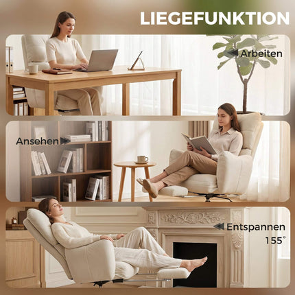Ergonomic Office Chair with Footrest, Adjustable Backrest