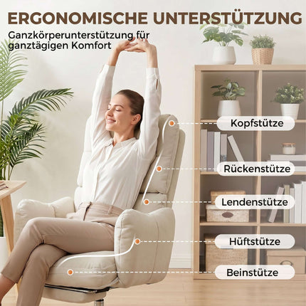 Ergonomic Office Chair with Footrest, Adjustable Backrest