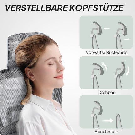 Ergonomic Office Chair with Footrest, Reclining Backrest