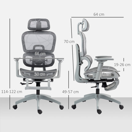 Ergonomic Office Chair with Footrest, Reclining Backrest