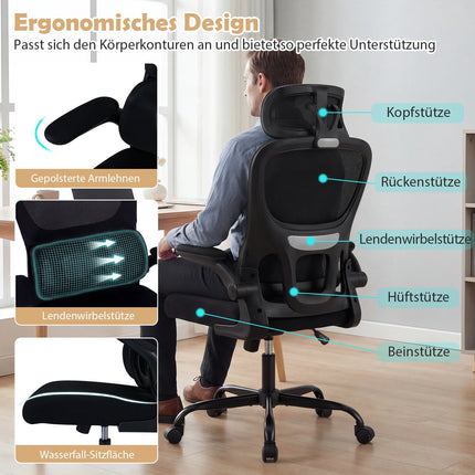 Ergonomic Office Chair with Lumbar Support, Black
