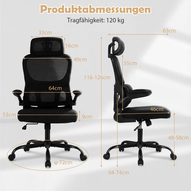 Ergonomic Office Chair with Lumbar Support, Black