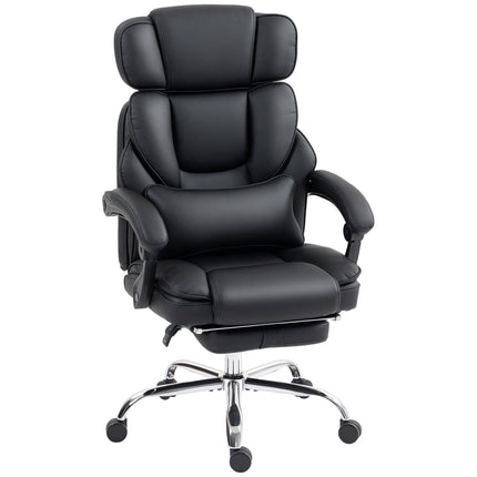 Ergonomic Office Chair with Lumbar Support, Black PU Leather