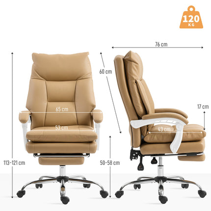 Ergonomic Office Chair with Lumbar Support, Reclining, Light Brown