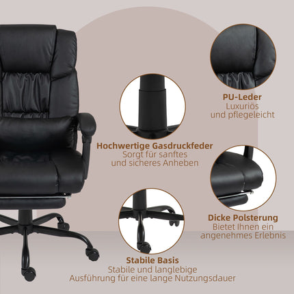 Ergonomic Office Chair with Massage, Footrest, Black