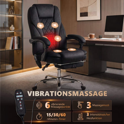 Ergonomic Office Chair with Massage, Footrest, Black