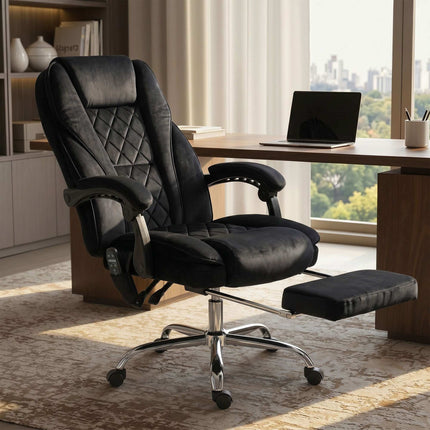 Ergonomic Office Chair with Massage, Footrest, Black