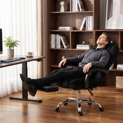 Ergonomic Office Chair with Massage, Footrest, Black