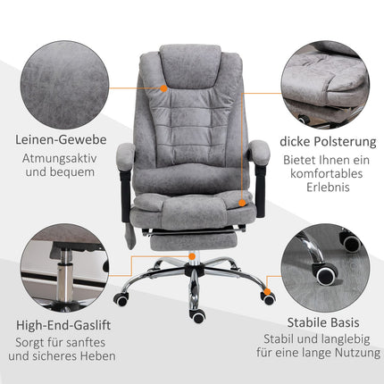 Ergonomic Office Chair with Massage, Recline & Heat, Gray