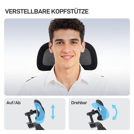 Ergonomic Office Chair with Mesh, Lumbar Support, Adjustable Headrest