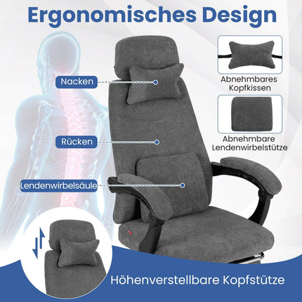 Ergonomic Office Chair with Reclining Backrest & Footrest