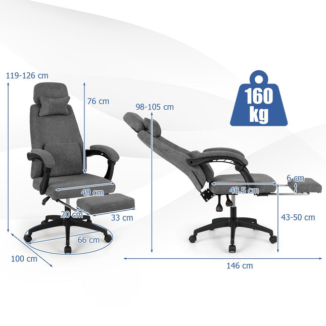 Ergonomic Office Chair with Reclining Backrest & Footrest